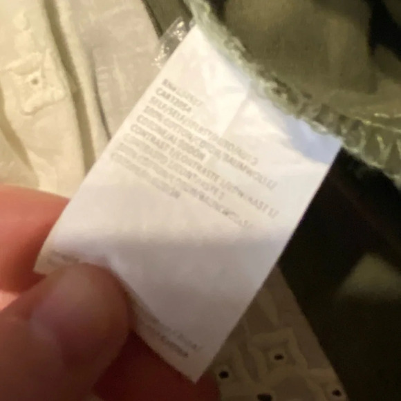 Tiny Anthropologie Olive Green Cargo Jacket White Floral Dainty Lace Large C2 - Picture 4 of 6